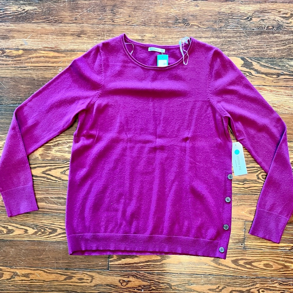 NWT Laura Button Detail Pullover | Pink Clover | Size: L